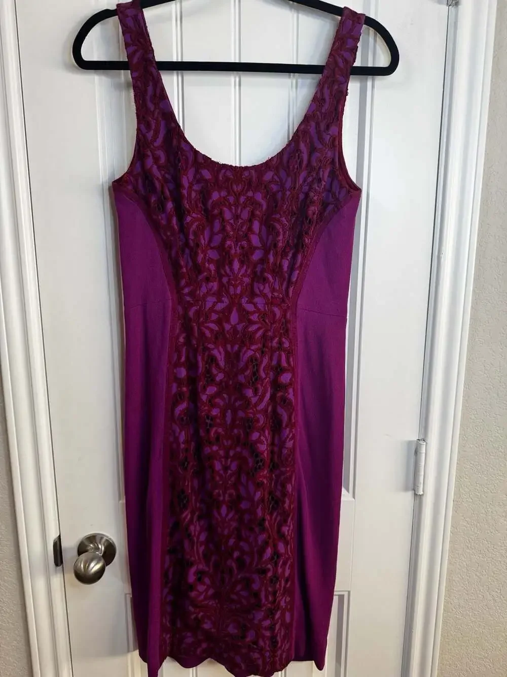 Diane von Furstenberg Geovana Lace Panel Sheath Dress in‎ Amethyst/Onyx